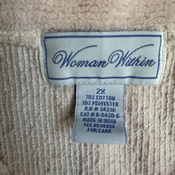 2/$18 SALE! Vintage Womens Chenille Pink Button Up Cardigan Sweater Cottage Core - Picture 4 of 6